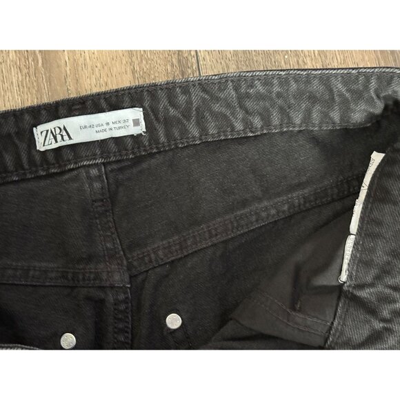 Zara Womens Size 10 x28" High-Waisted Distressed Straight Leg Jeans Black READ!! - Picture 9 of 9